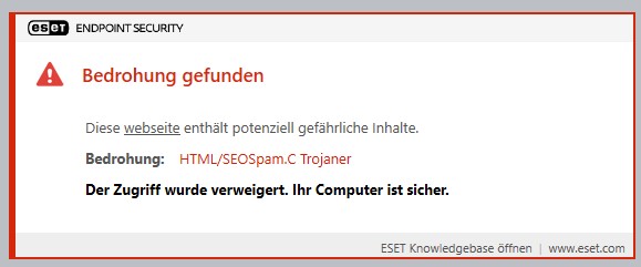 Bedrohung durch Trojaner gefunden