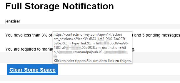 Der Link der Phishing Mail, zu einem Fishing Server führt