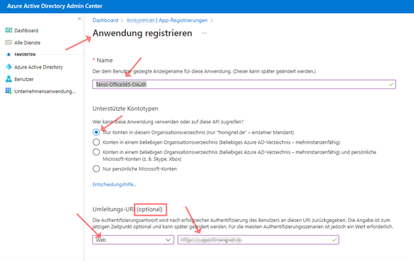 M365 Anwendung registrieren