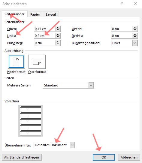 M365 Word Seitenränder anpassen