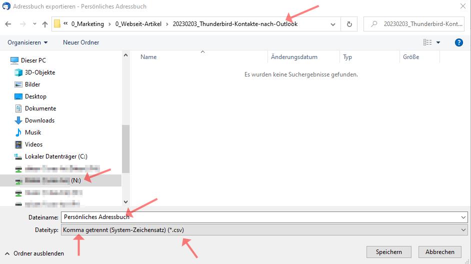 persönliches Adressbuch von Thunderbird nach Outlook verschieben