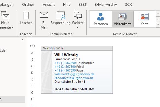 Die Thunderbird Kontakte sind in Outlook importiert