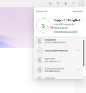 M365 Konto anzeigen