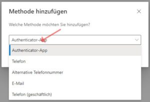 M365 Authenticator-App auswählen