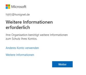 M365 Multi Faktor-Authentifizierung, weitere Informationen erforderlich