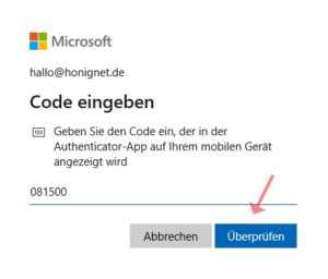 Outlook Multi Faktor-Authentifizierung Code